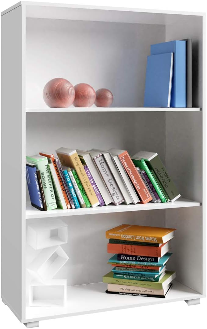 Casaria® 2er Set Bücherregal Vela 3+2 Fächer höhenverstellbare Böden Holz Bücher Ordner Wohnzimmer Arbeitszimmer Büro Standregal Ordnerregal Regal Weiß — Ansicht 3