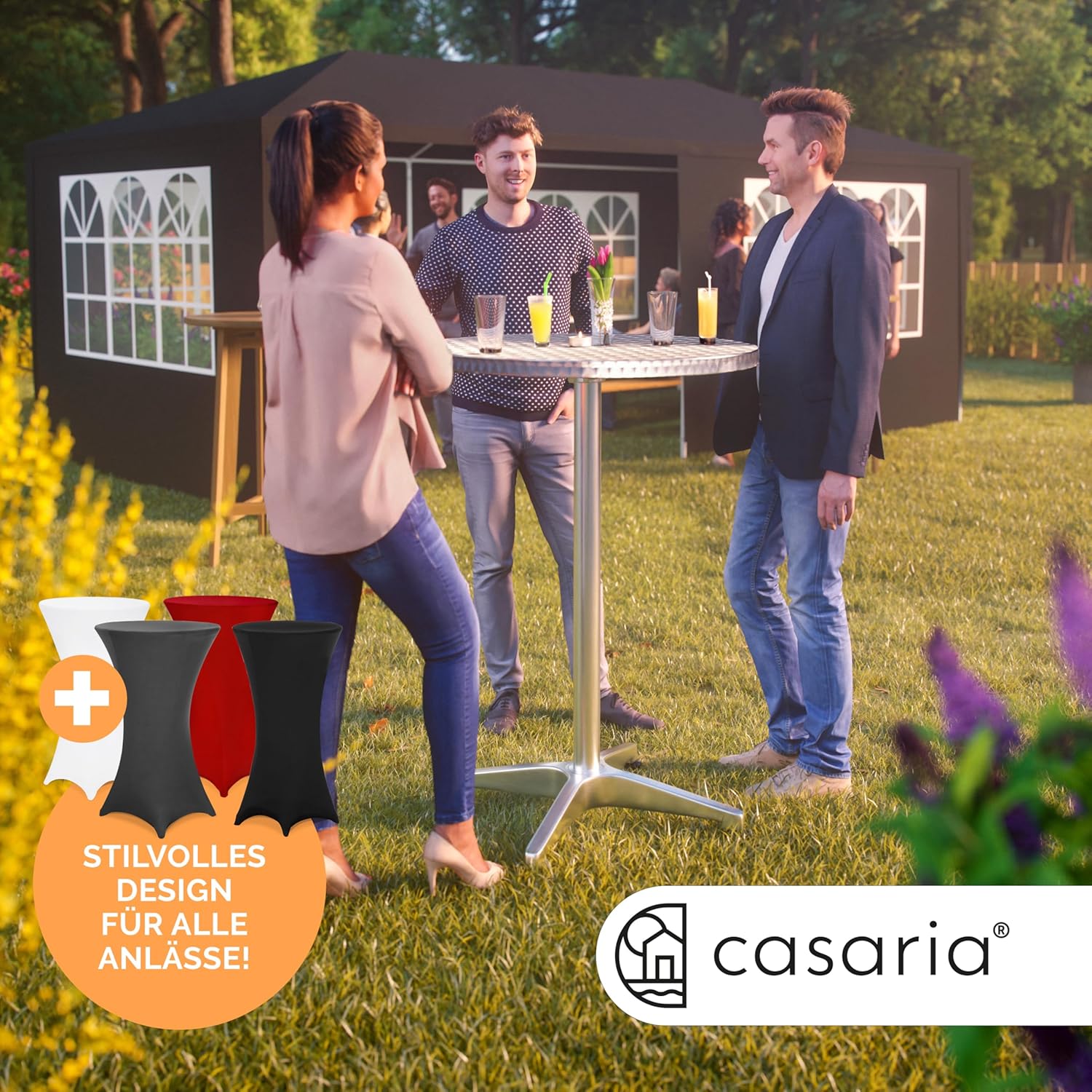 Casaria® 2in1 Stehtisch mit Husse Klappbar Höhenverstellbar 70 cm / 115 cm Hoch Alu Rund Ø60 cm Wetterfest Outdoor Bistro Party Biertisch Anthrazit — Ansicht 3