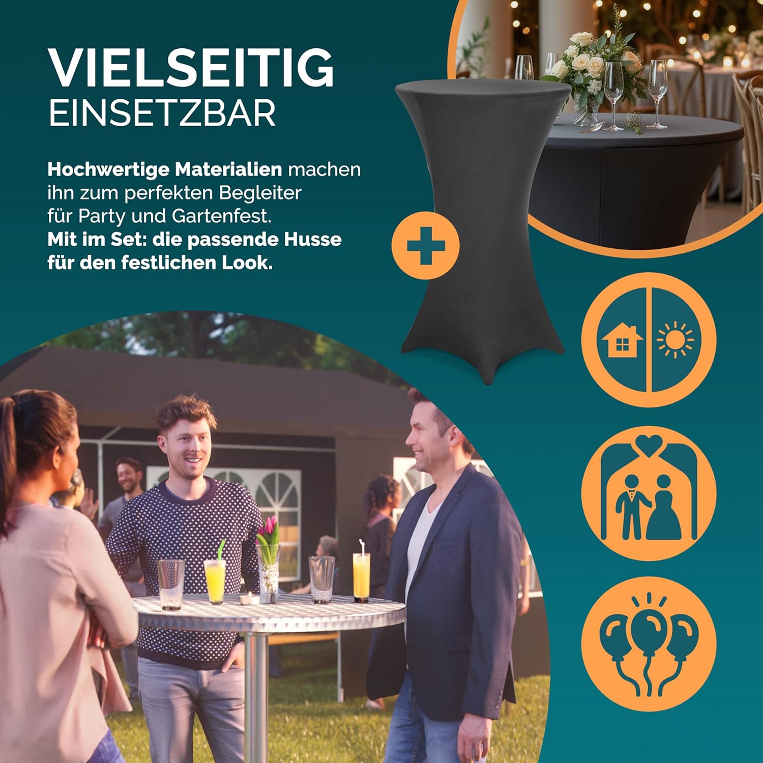 Casaria® 2in1 Stehtisch mit Husse Klappbar Höhenverstellbar 70 cm / 115 cm Hoch Alu Rund Ø60 cm Wetterfest Outdoor Bistro Party Biertisch Anthrazit — Ansicht 5