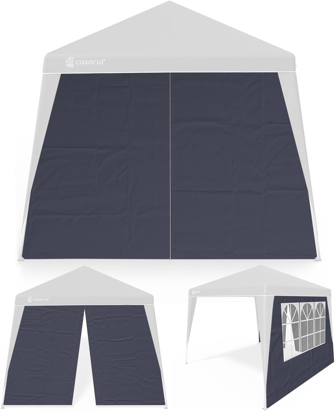 CASARIA® 2X Seitenteil für Pavillon 3x3m Wasserdicht mit Fenster mit Reißverschluss Garten Seitenwand Abdeckplane Faltpavillon Pop Up Stabil Anthrazit
