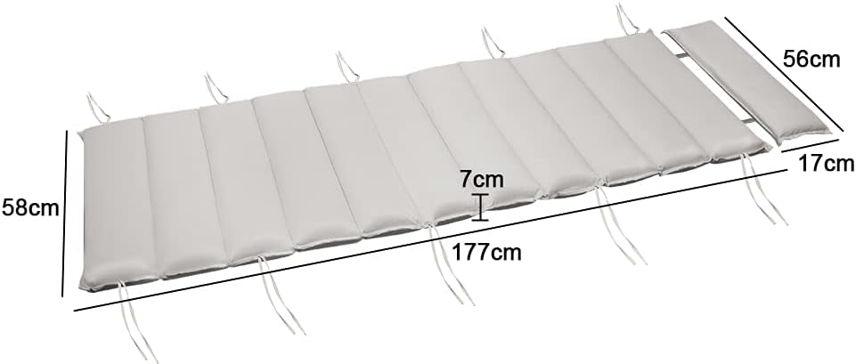 Casaria® 2X Sonnenliege inkl. Auflage 2 Personen Creme Klappbar Wetterfest Holz Garten Liege Ergonomisch 160kg Belastbarkeit FSC®-Zertifiziert Schwungliege Set Balkon 154x60cm — Ansicht 3