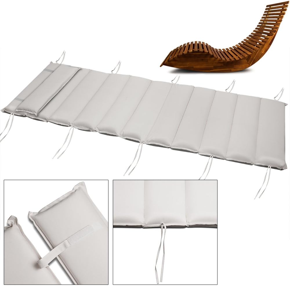Casaria® 2X Sonnenliege inkl. Auflage 2 Personen Creme Klappbar Wetterfest Holz Garten Liege Ergonomisch 160kg Belastbarkeit FSC®-Zertifiziert Schwungliege Set Balkon 154x60cm — Ansicht 6