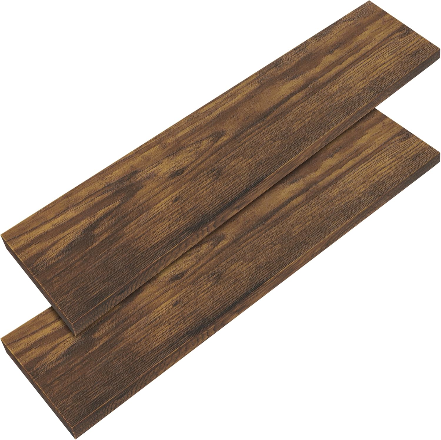 Casaria® 2X Wandregal Holz Dunkle Eiche Regal mit Halterung 15kg Tragkraft Hängeregal Küche Wohnzimmer Flur Wand Schweberegal Bücherregal Regalbrett Schwebend 110cm