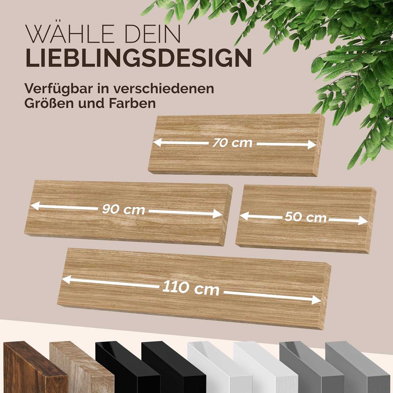 Casaria® 2X Wandregal Holz Eiche Regal mit Halterung 15kg Tragkraft Hängeregal Küche Wohnzimmer Flur Wand Schweberegal Bücherregal Regalbrett Schwebend 90cm — Ansicht 6