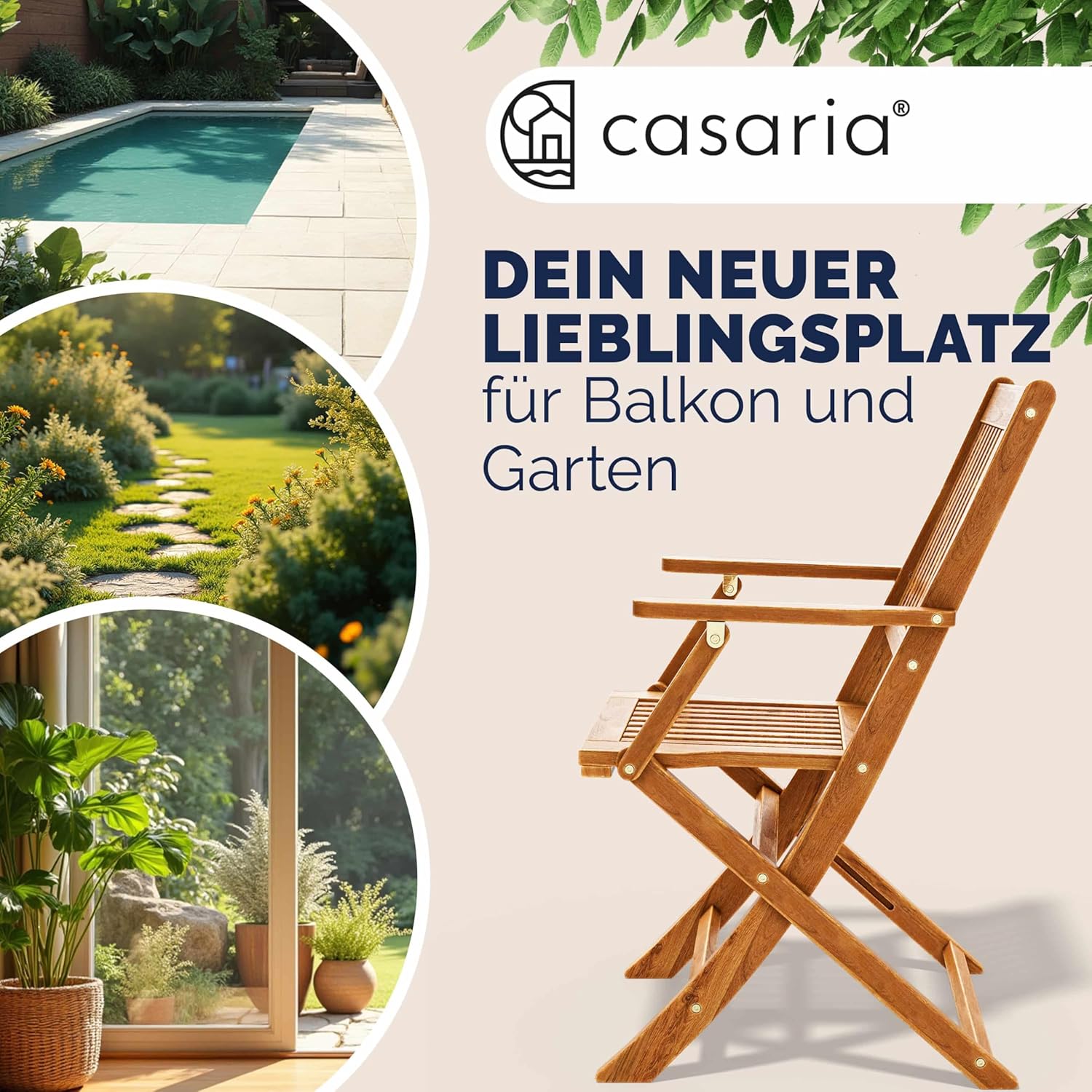 Casaria 4er Set Gartenstuhl Sydney FSC®-zertifiziertes Akazienholz klappbar Klappstuhl Hochlehner Garten Klappsessel — Ansicht 4