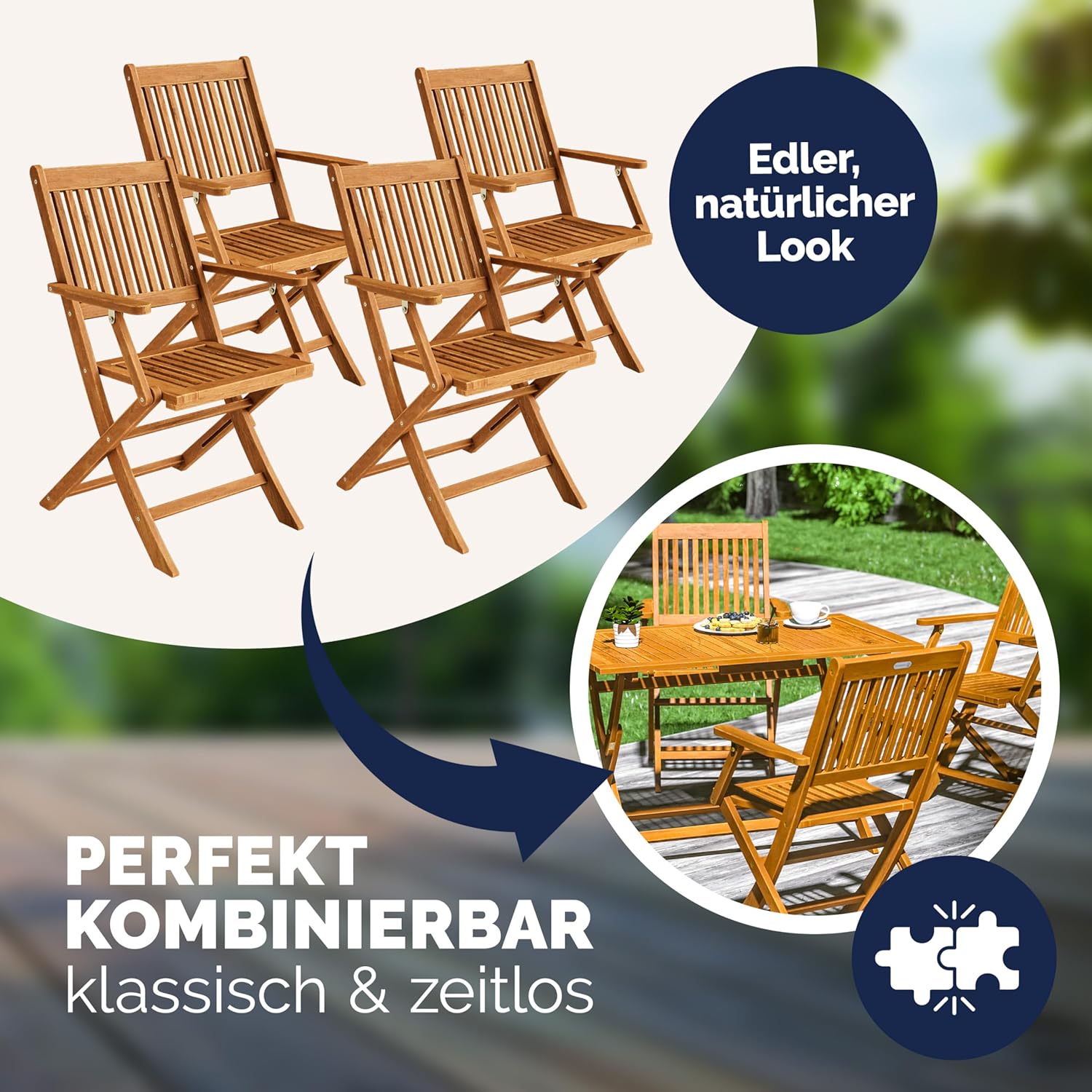 Casaria 4er Set Gartenstuhl Sydney FSC®-zertifiziertes Akazienholz klappbar Klappstuhl Hochlehner Garten Klappsessel — Ansicht 6