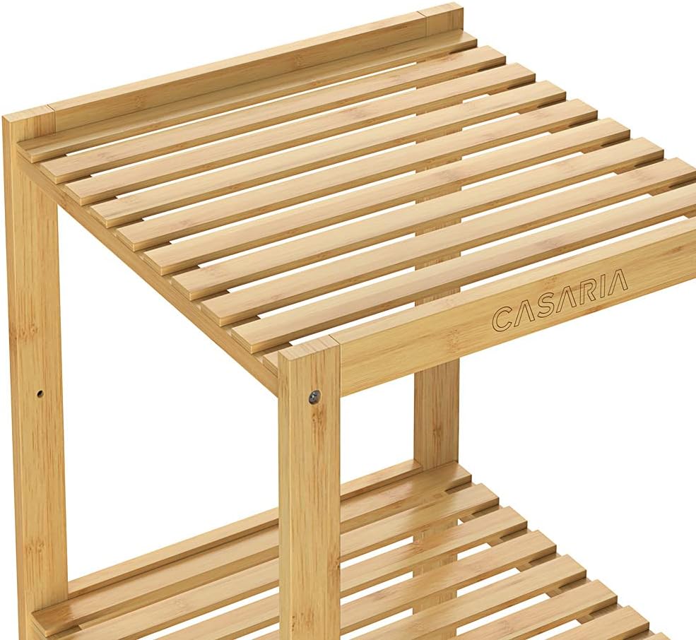 Casaria® Badezimmer Regal Bambus 5 Ablagen Belastbarkeit 40kg 140x33cm Bad Küche Kinderzimmer Wohnzimmer Bücherregal Holzregal Mehrzweckregal Braun — Ansicht 6