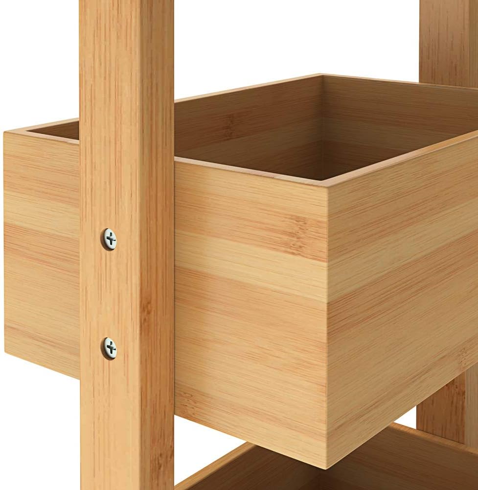 Casaria® Badregal mit 4 Körben Stehend Schmal Bambus Holz 88x16x28cm Ablagen Standregal Küche Badezimmer Küchenregal Korbregal Bad Regal Organizer — Ansicht 5