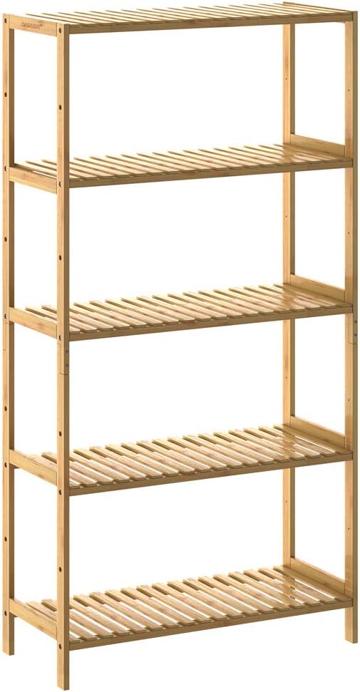 Casaria® Badregal Standregal Bambus 5 Böden 60x26x130cm Groß Stehend Offen 50 kg Belastbarkeit Holz Bad Badezimmer Küche Wohnzimmer Keller Regal Natur