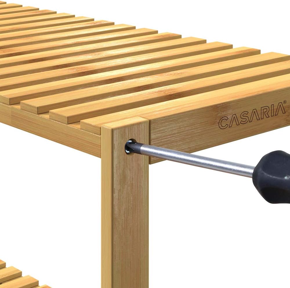 Casaria® Badregal Standregal Bambus 5 Böden 60x26x130cm Groß Stehend Offen 50 kg Belastbarkeit Holz Bad Badezimmer Küche Wohnzimmer Keller Regal Natur — Ansicht 5
