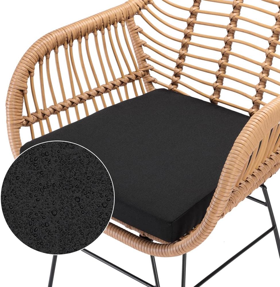 Casaria® Balkonset 3 teilig 5cm Auflagen Wetterfest 5mm Sicherheitsglasplatte Höhenverstellbar Rattan Look Outdoor Terrasse Balkon Gartenmöbel Korbsessel — Ansicht 4