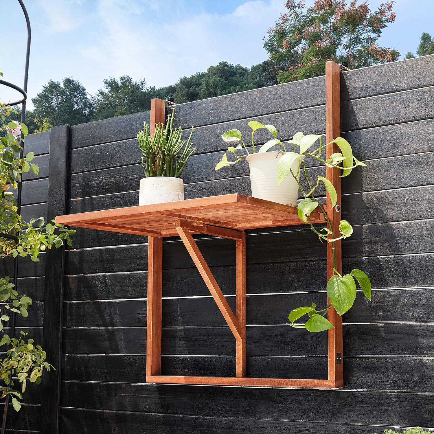 Casaria® Balkontisch klappbar wetterfest Holz FSC®-Zertifiziert 40kg Belastbarkeit 65x45cm Klapptisch Balkon Garten Tisch Geländer Terrasse Akazie — Ansicht 2