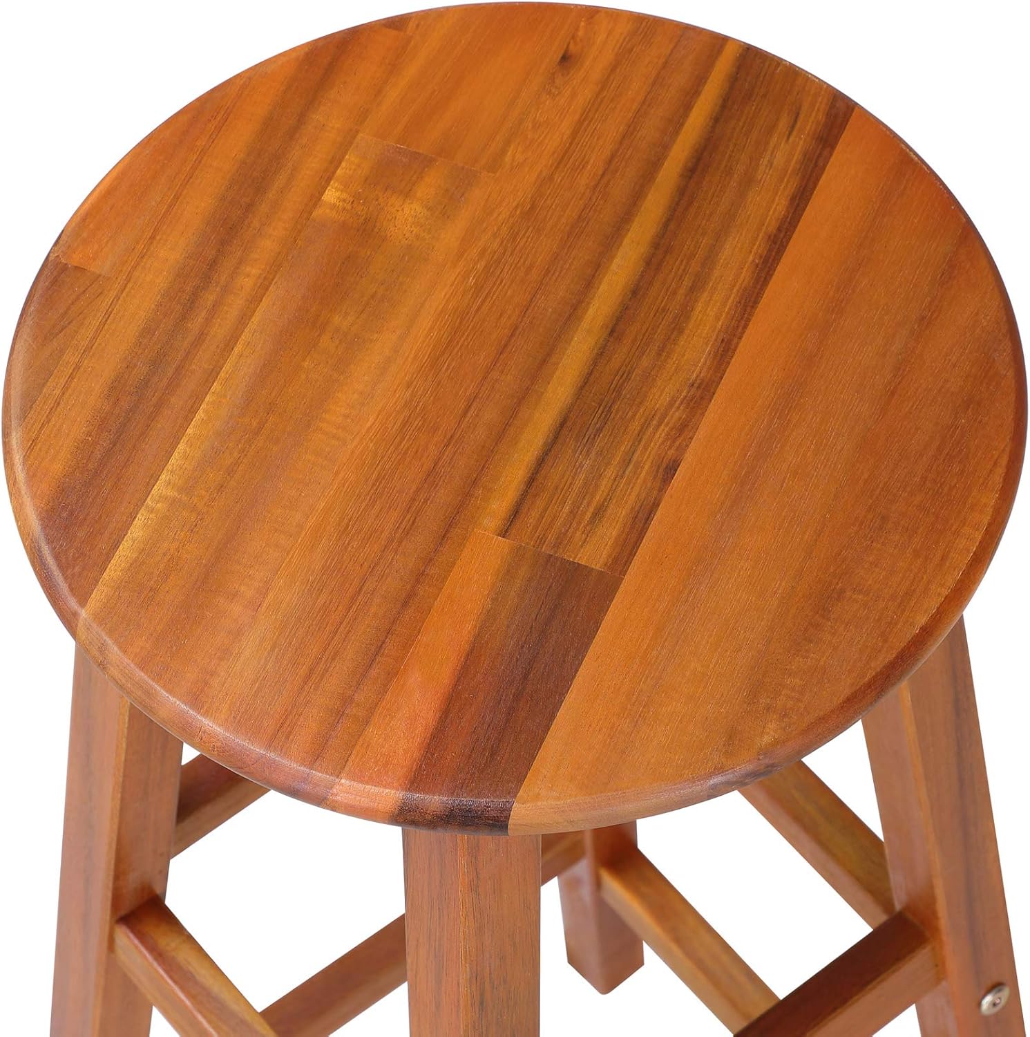 Casaria® Barhocker 4er Set Holz Akazie Outdoor 75cm Sitzhöhe Fußstütze 150kg Belastbarkeit Massiv Rund Rustikal Garten Küche Bar Stuhl Hocker Braun — Ansicht 4