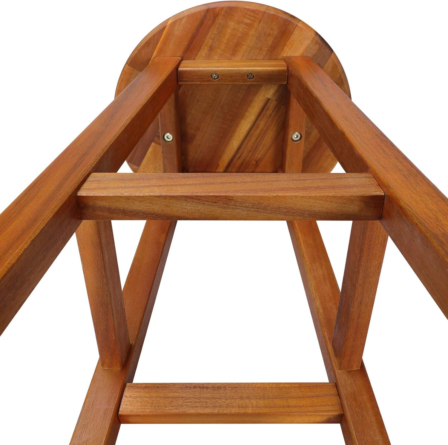 Casaria® Barhocker 4er Set Holz Akazie Outdoor 75cm Sitzhöhe Fußstütze 150kg Belastbarkeit Massiv Rund Rustikal Garten Küche Bar Stuhl Hocker Braun — Ansicht 6