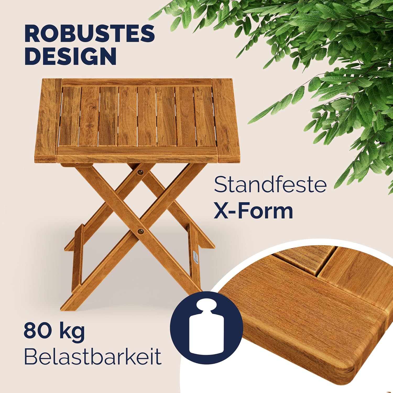 Casaria® Beistelltisch Holz Vollmontiert Klappbar 80kg Belastbar Balkon — Ansicht 5