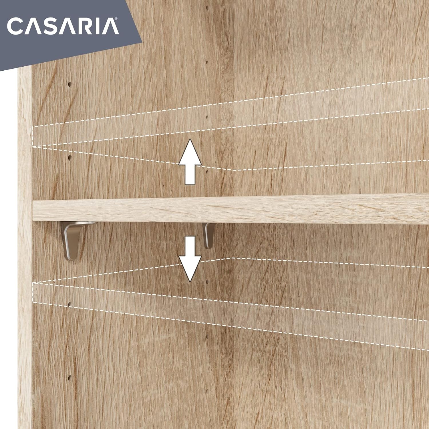 Casaria® Bücherregal 77x60x28cm 2X Eiche Holz 2 Fächer Boden Höhenverstellbar 150kg Belastbarkeit Kippschutz Bücher Büro Wohnzimmer Standregal Regal — Ansicht 3