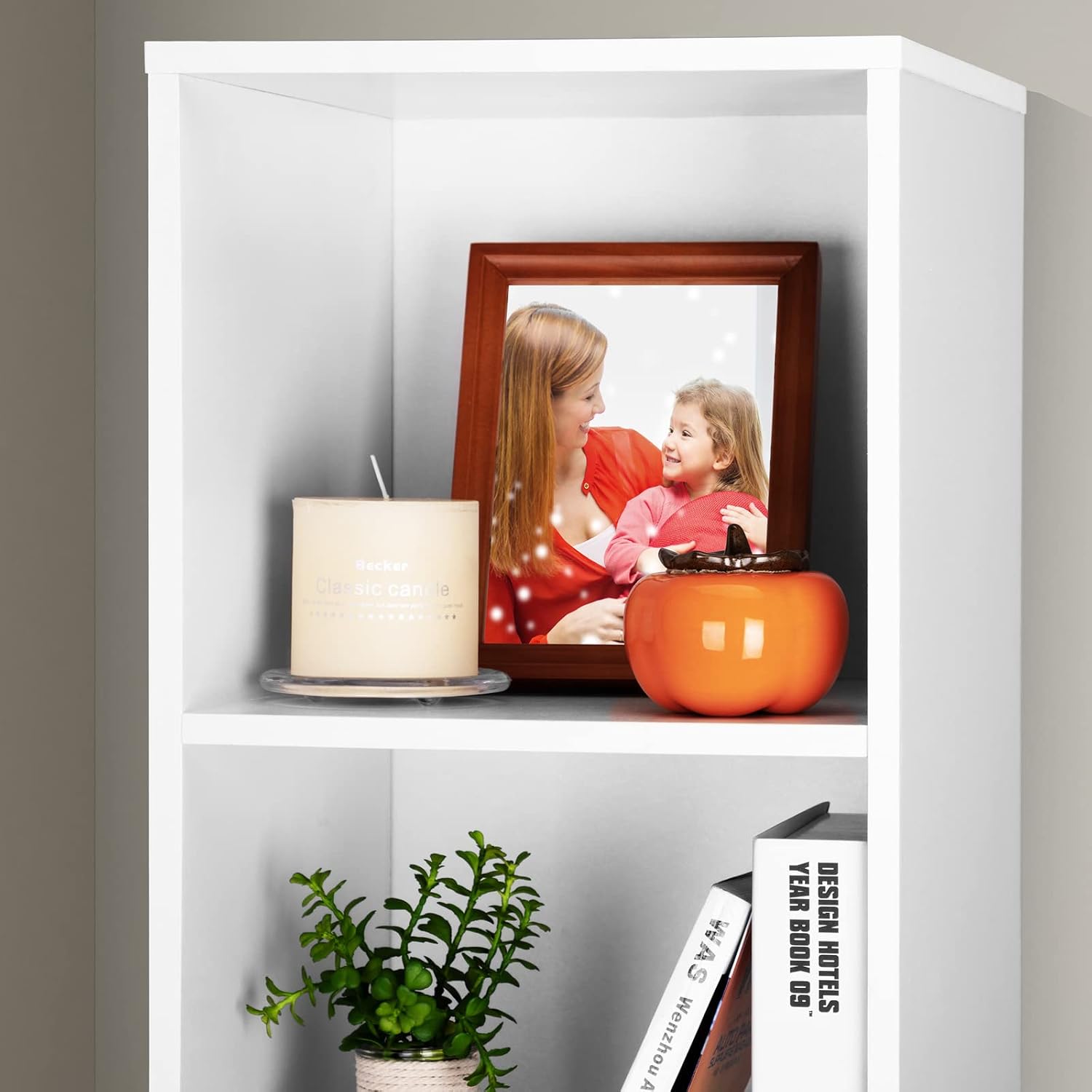 Casaria® Bücherregal mit 4 Fächer 106x30x30cm Kippschutz Bodenschoner 40kg Belastbarkeit Wohnzimmer Schlafzimmer Büro Regal Standregal Würfelregal Weiß — Ansicht 4
