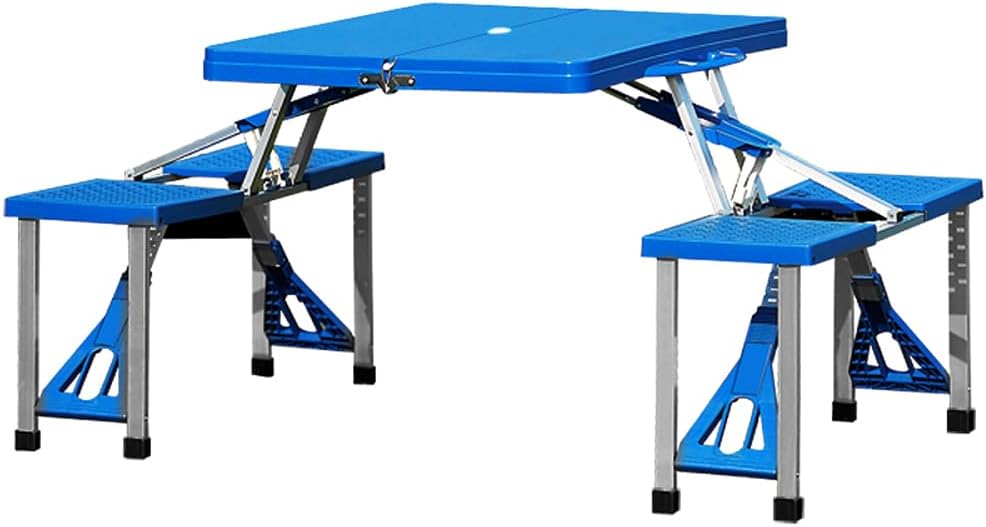 Casaria® Camping Klapptisch Set mit 4 Stühlen Campingtisch Sitzgruppe 137x85x65 cm Alu Gestell Kofferfunktion Tragegriff Sonnenschirmöffnung Picknick Garten