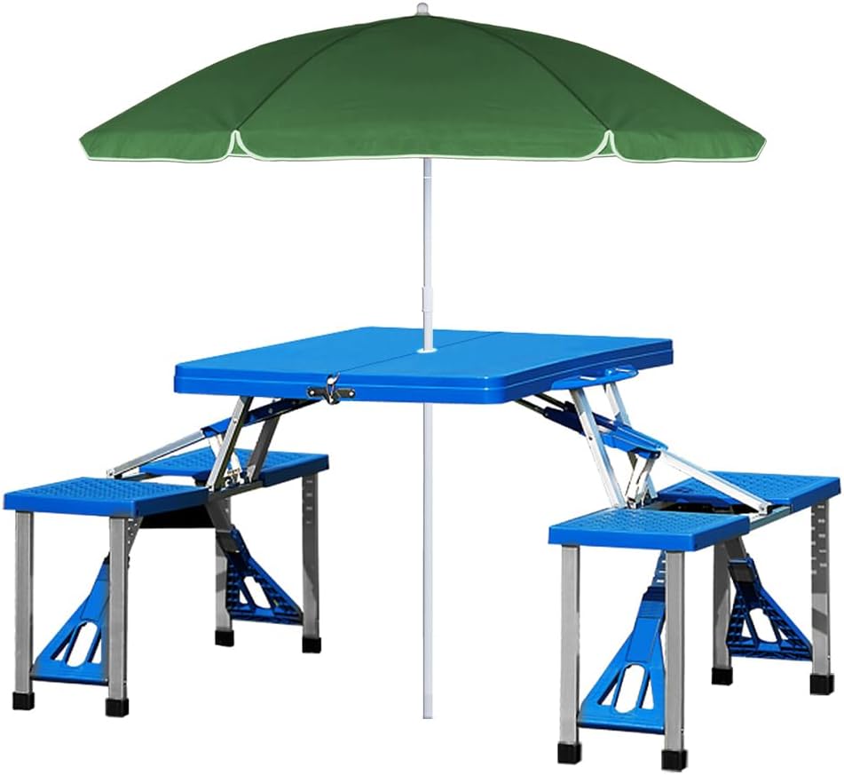 Casaria® Camping Klapptisch Set mit 4 Stühlen Campingtisch Sitzgruppe 137x85x65 cm Alu Gestell Kofferfunktion Tragegriff Sonnenschirmöffnung Picknick Garten — Ansicht 3