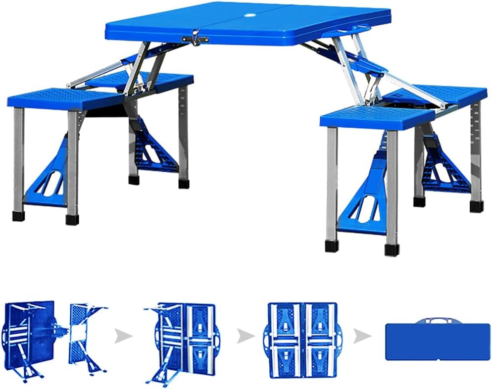 Casaria® Camping Klapptisch Set mit 4 Stühlen Campingtisch Sitzgruppe 137x85x65 cm Alu Gestell Kofferfunktion Tragegriff Sonnenschirmöffnung Picknick Garten — Ansicht 4