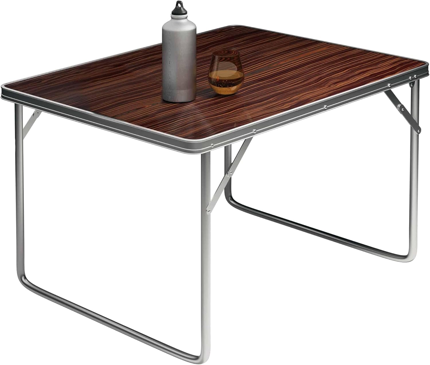 Casaria® Campingtisch klappbar Camping Klapptisch Holz Alu 80x60cm mit Tragegriff leicht Tisch faltbar Braun abgerundete Kanten Garten Balkon Picknick