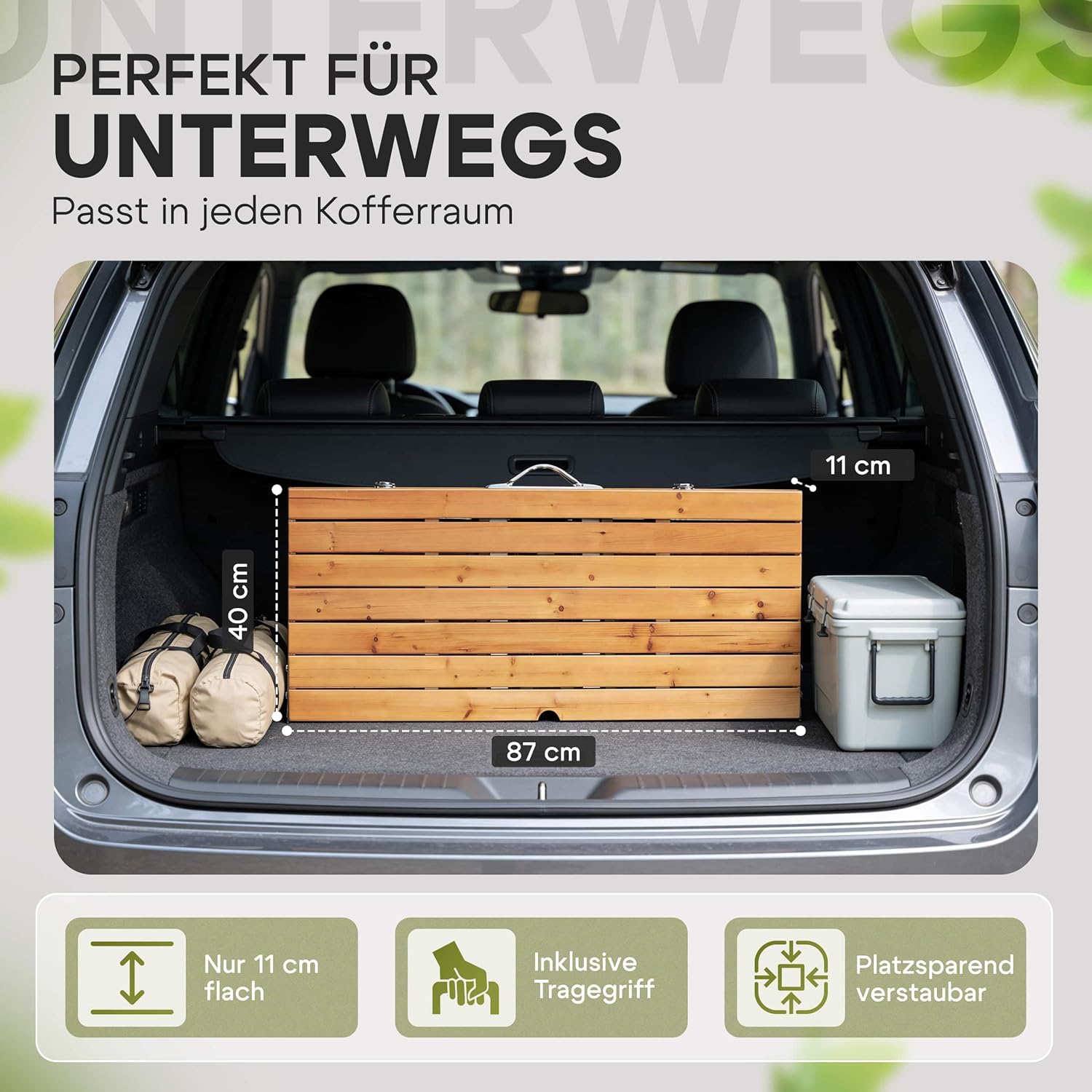 Casaria® Campingtisch mit Stühlen Klappbar Tragegriff Schirmhalter 4 Personen Picknicktisch Koffertisch Klapptisch Campingmöbel Set Leicht Holz — Ansicht 6