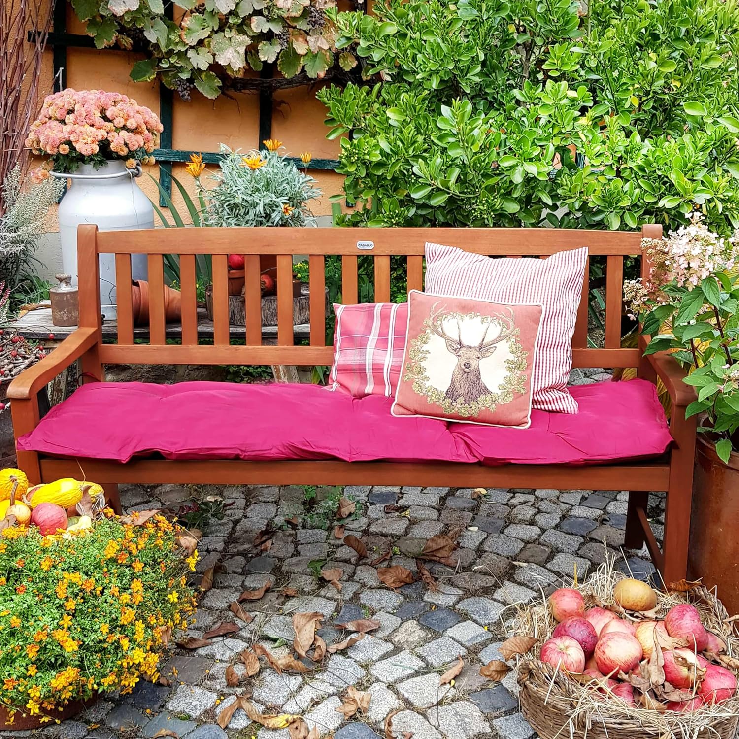 Casaria® Gartenbank 3-Sitzer Wetterfest Eukalyptus Holz 480kg Belastbarkeit Armlehne Rückenlehne 152x55cm FSC®-Zertifiziert Garten Balkon Bank 3 Personen Sitzbank — Ansicht 2