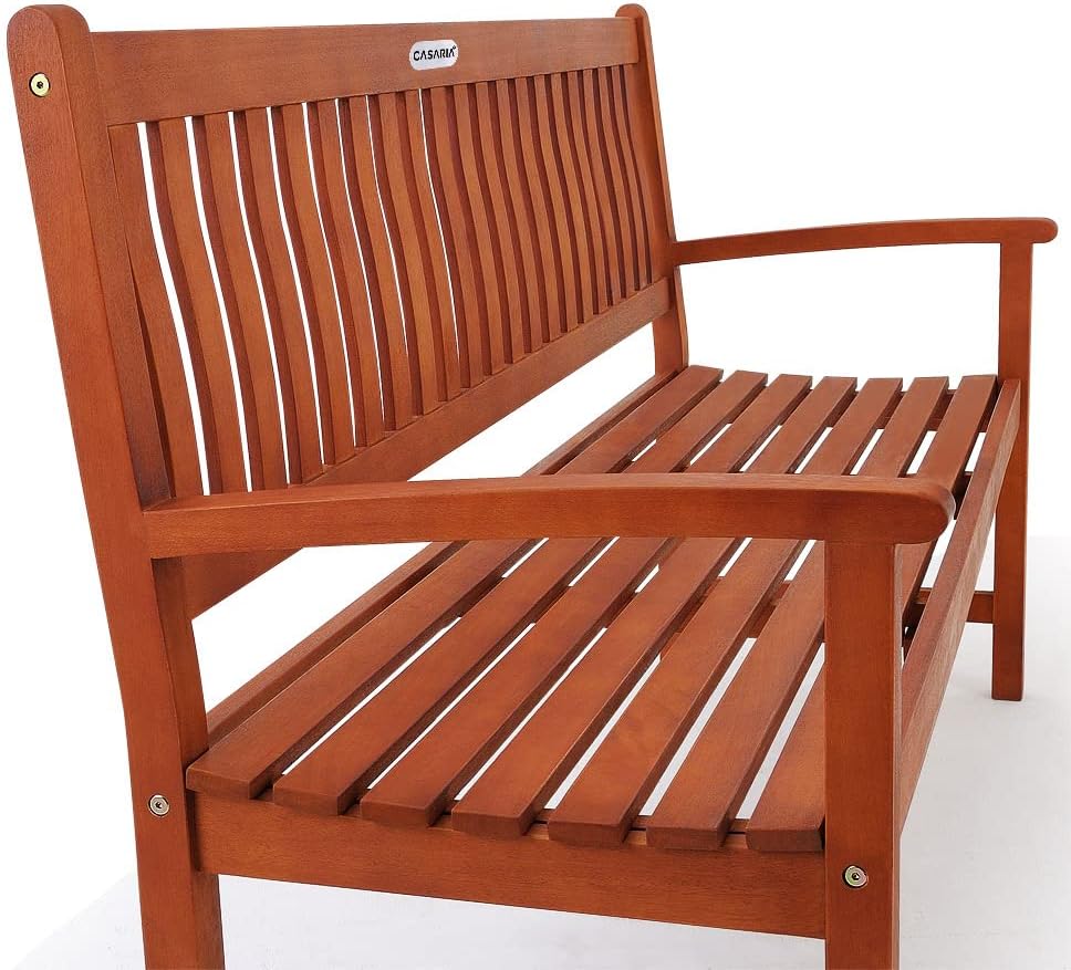 Casaria® Gartenbank 3-Sitzer Wetterfest Eukalyptus Holz 480kg Belastbarkeit Armlehne Rückenlehne 152x55cm FSC®-Zertifiziert Garten Balkon Bank 3 Personen Sitzbank — Ansicht 6