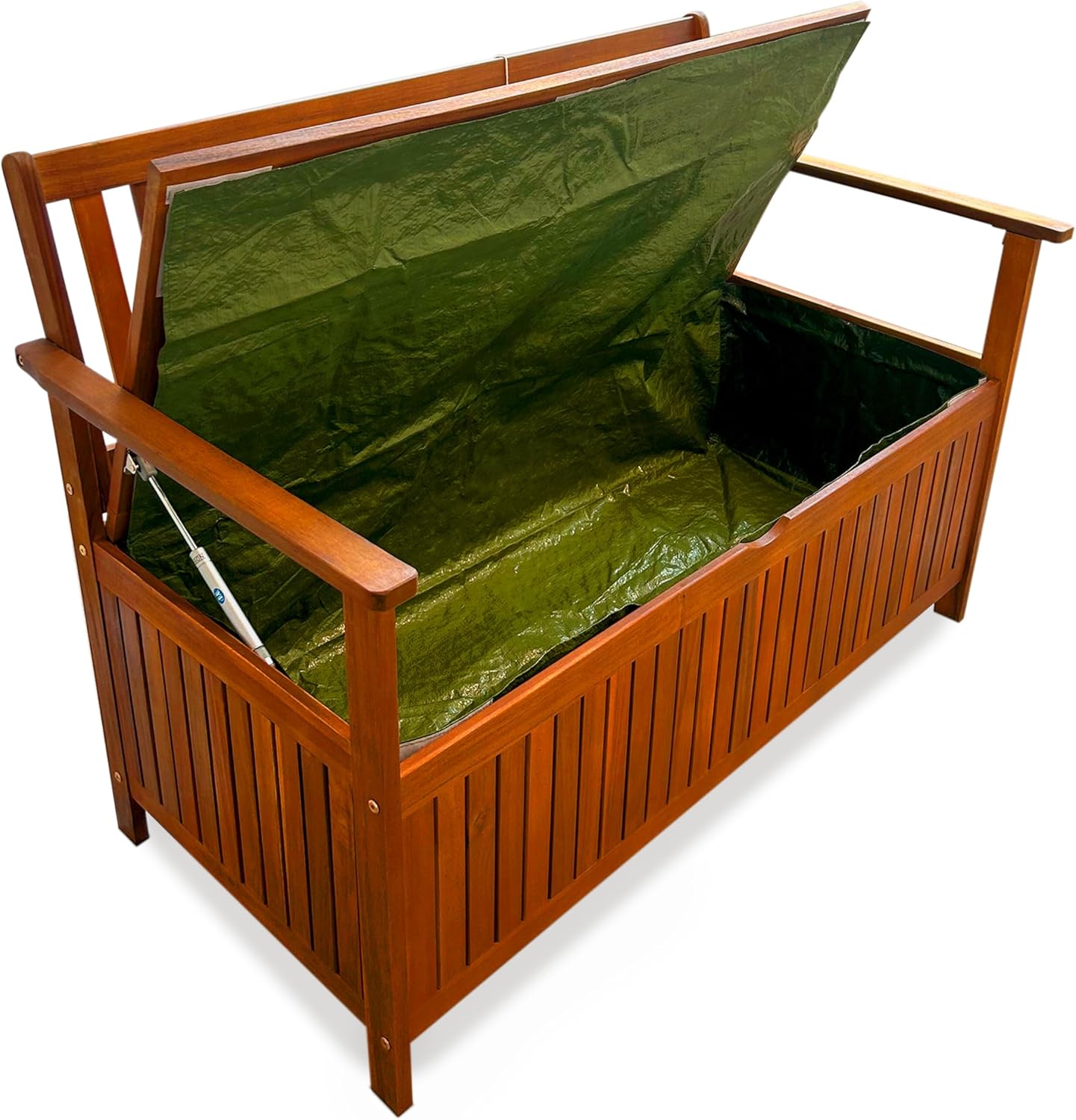 Casaria® Gartenbank Gartenbox Wetterfest Holz 320kg Belastbarkeit Staufach Sitzauflage Regenplane Garten Balkon Sitzbank Parkbank 120x84cm Akazie — Ansicht 4