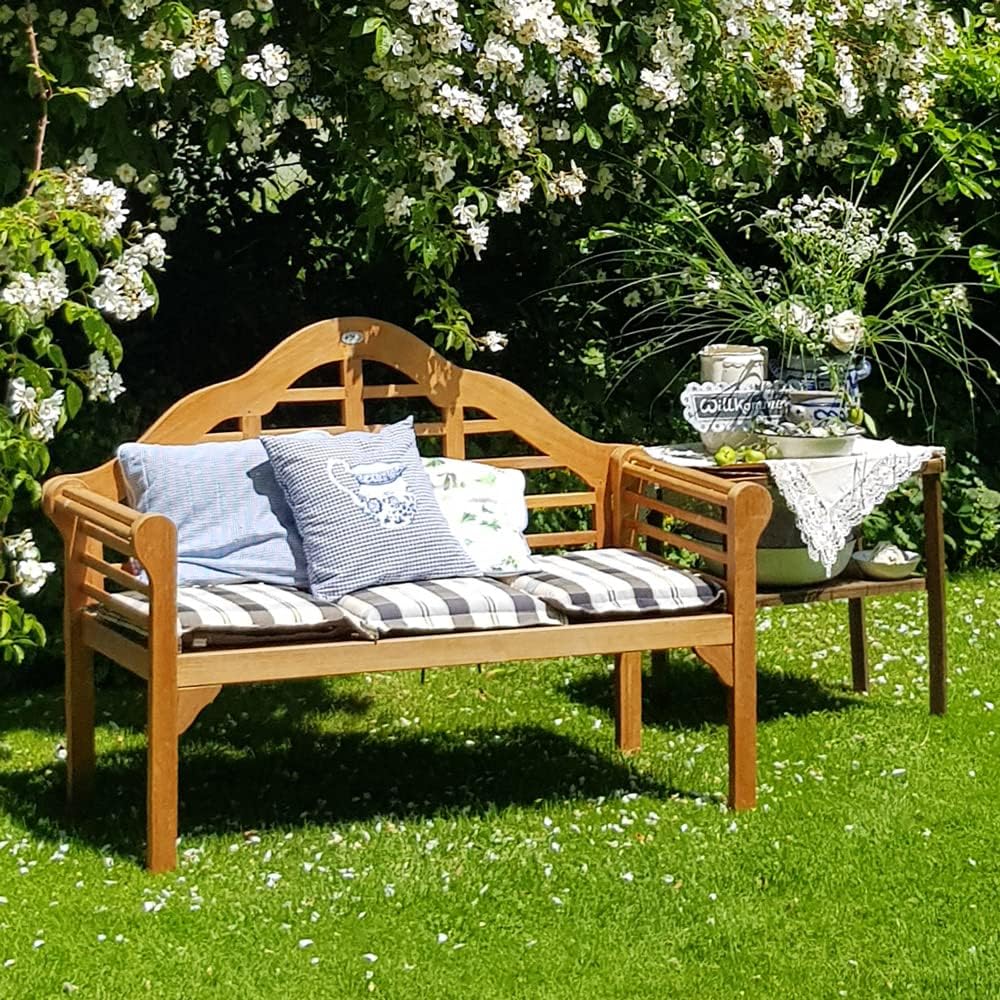 Casaria® Gartenbank Wetterfest Holz FSC®-Zertifiziert 320kg Belastbar 2-Sitzer Armlehne Rückenlehne 135x56cm Garten Balkon Holzbank Eukalyptus Braun — Ansicht 2