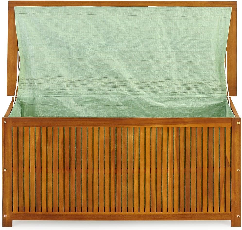 Casaria® Gartenbox Holz Akazie 205L Deckel 160kg Belastbarkeit Wetterfest Auflagenbox Aufbewahrungsbox Garten Balkon Wintergarten Sitztruhe 115x50cm — Ansicht 6