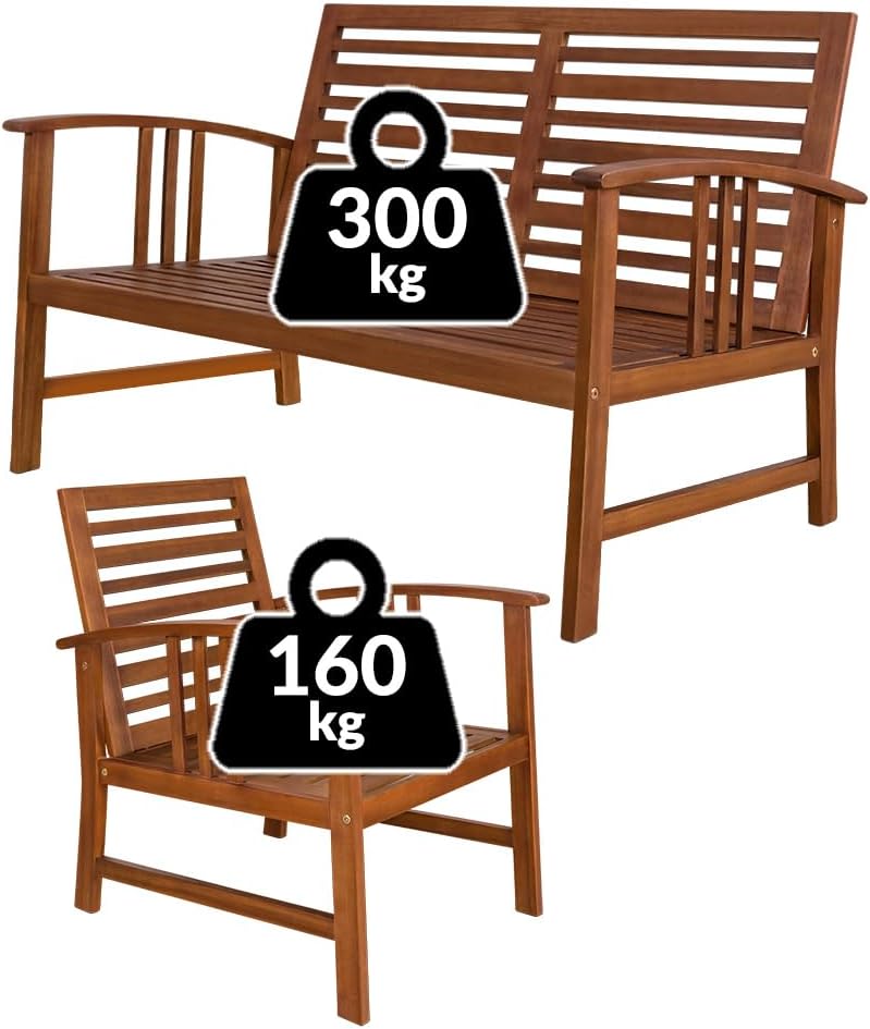 Casaria® Gartenmöbel Set Atlas Holz FSC®-Zertifiziert wetterfest 300kg Belastbarkeit Tisch Sessel Auflagen Garten Terrasse Möbelset Akazie Anthrazit — Ansicht 2