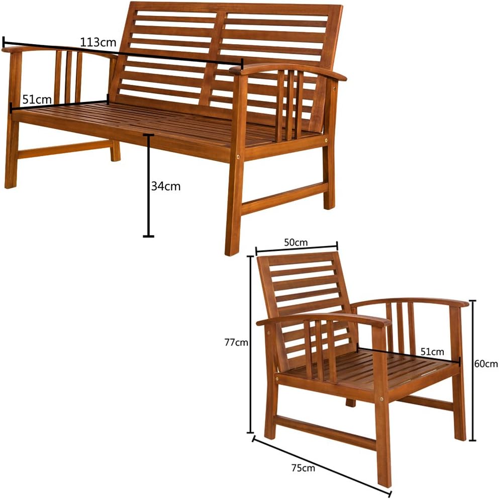 Casaria® Gartenmöbel Set Atlas Holz FSC®-Zertifiziert wetterfest 300kg Belastbarkeit Tisch Sessel Auflagen Garten Terrasse Möbelset Akazie Anthrazit — Ansicht 3
