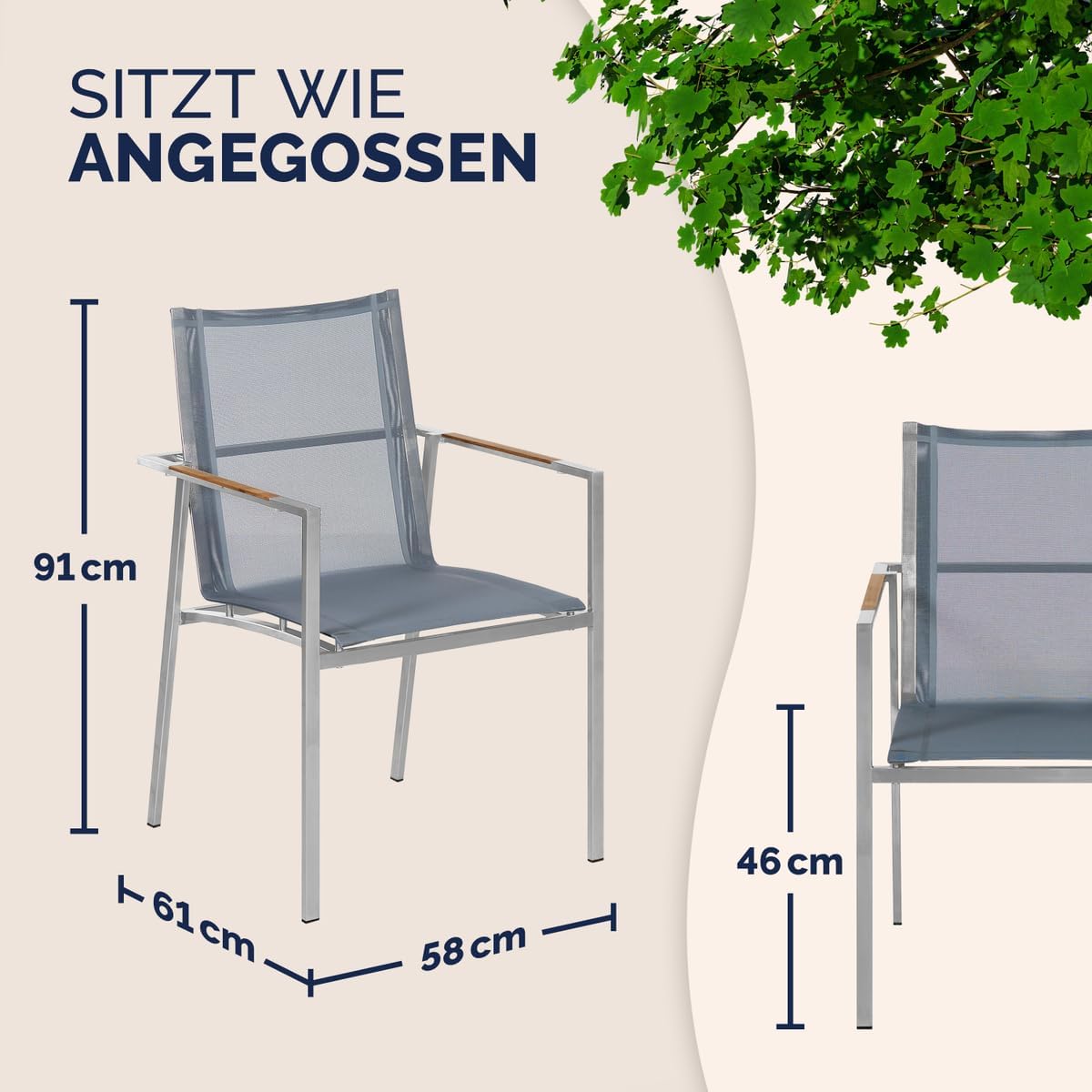 Casaria® Gartenmöbel Set Holz Stapelbar FSC®- / SVLK- Zertifiziert Akazie Teak Polyrattan Garten Balkon Terrasse Tisch 190x90cm Sitzgruppe Wetterfest Outdoor — Ansicht 6