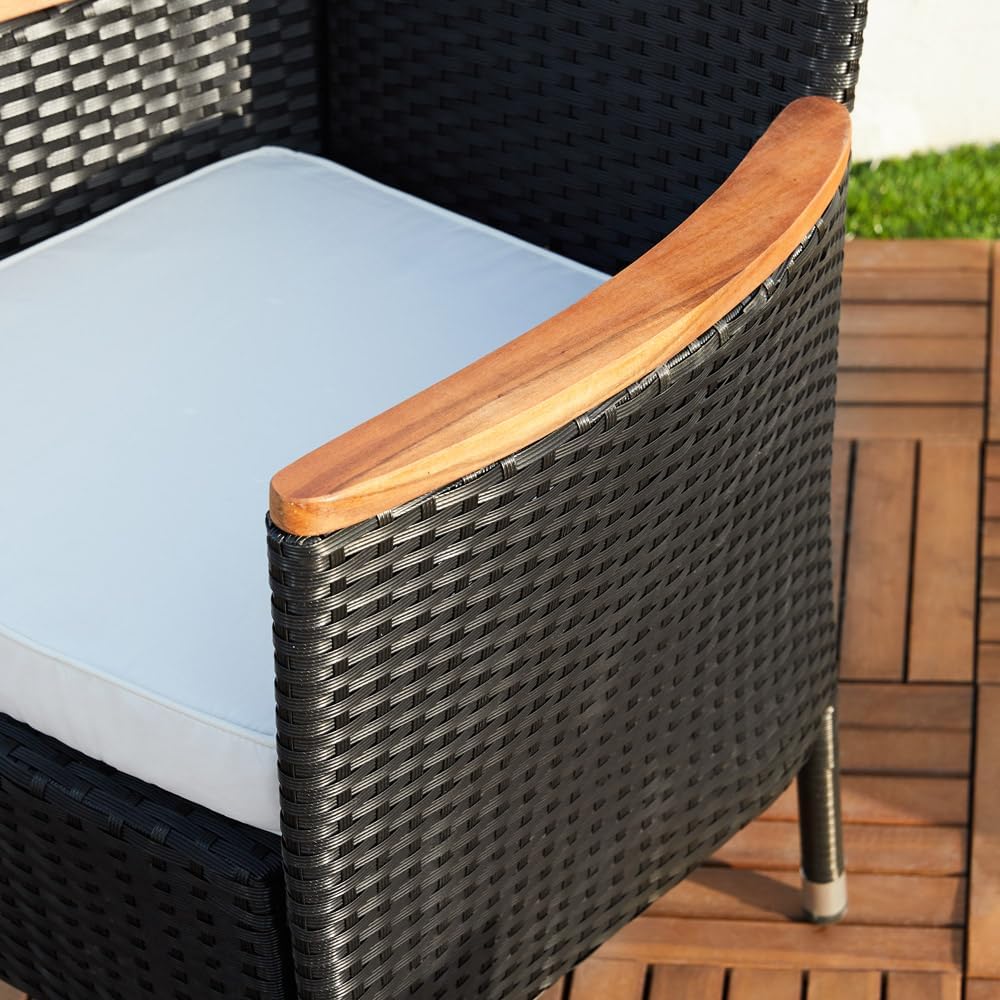 Casaria® Gartenmöbel Set mit Tisch 8 Stühle inkl. 2 Rückenlehne und Fußablage verstellbar 7cm Auflagen Sitzgruppe Outdoor Wetterfest Terrasse Garten Polyrattan Holz Akazie — Ansicht 6