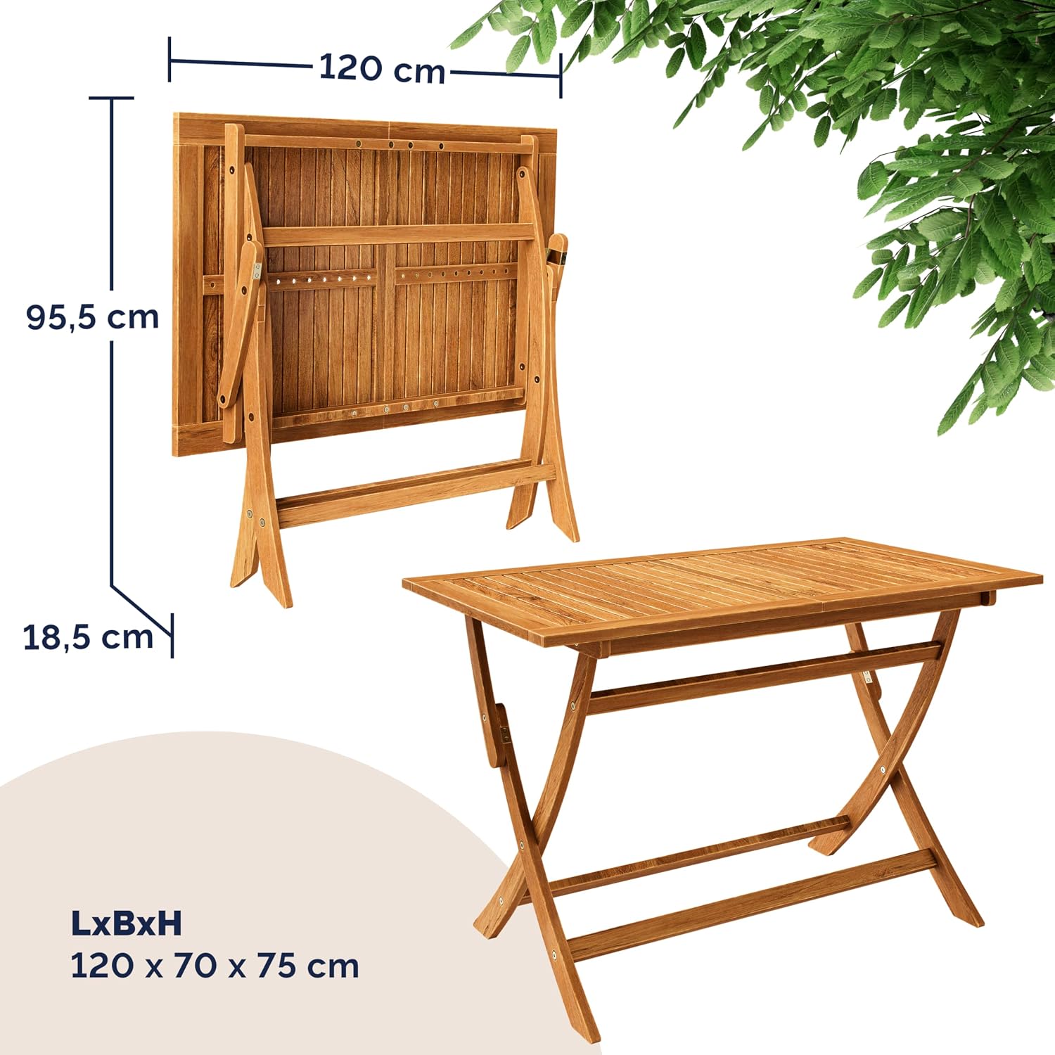 Casaria® Gartenmöbel Set Modell 2026 - NEU: Extra Stabiler Tisch mit umlaufender Verstärkungsleiste 5-teilig aus FSC® Akazienholz, 4 Stühle, klappbar für Garten & Balkon — Ansicht 5