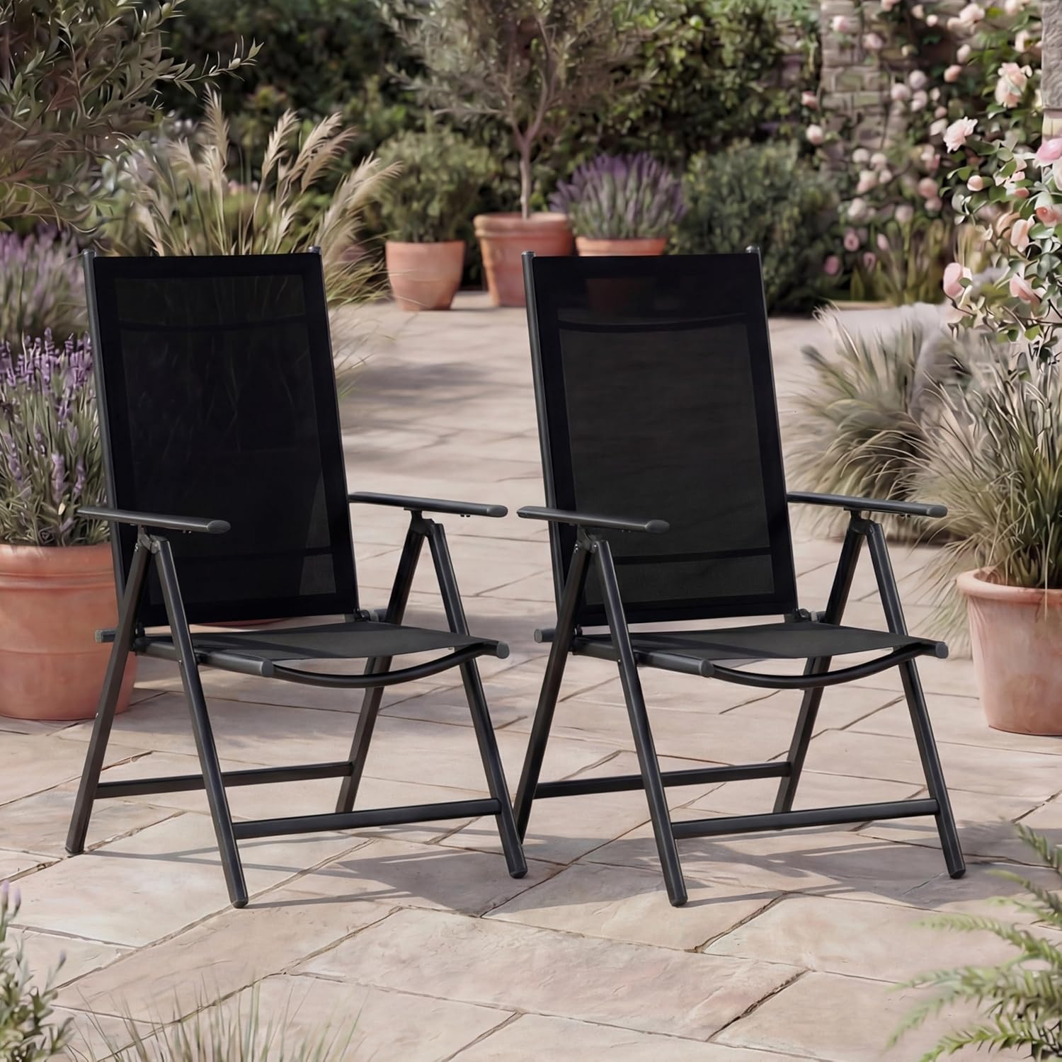 Casaria® Gartenstühle 2er Set Hochlehner Klappbar 8-Fach Verstellbar Camping Stuhl Aluminium Wetterfest Klappstuhl 120kg Belastbarkeit Garten Balkon — Ansicht 2