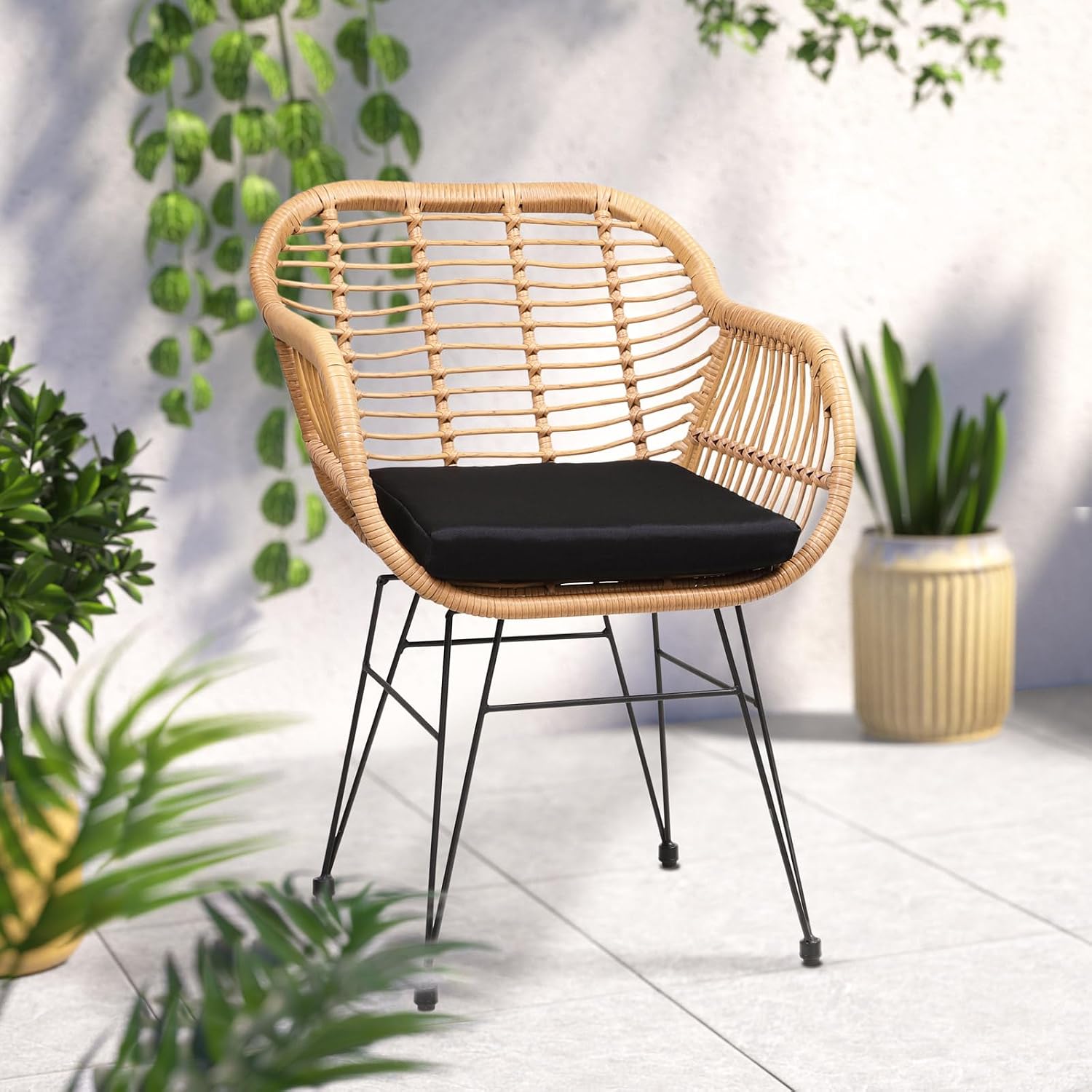 Casaria® Gartenstühle 2er Set Polyrattan inkl. Auflage Armlehne Metall Wetterfest Verstellbar Outdoor Modern Garten Terrasse Balkon Gartensessel Stuhl — Ansicht 2
