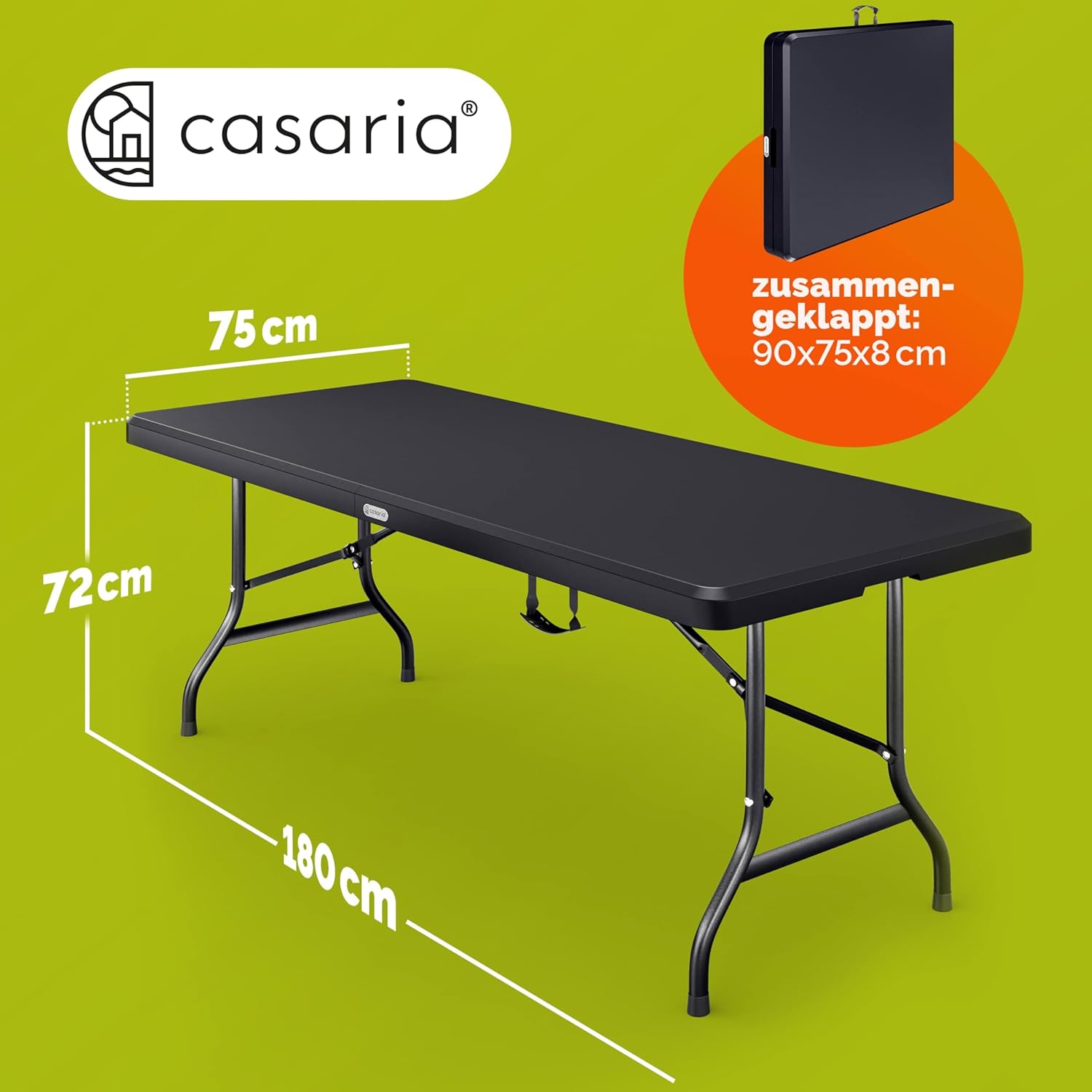 Casaria® Gartentisch 183x76cm Klappbar Wetterfest Tragbar Kunststoff 8 Personen Garten Terrasse Camping Balkontisch Klapptisch Buffettisch Anthrazit — Ansicht 3