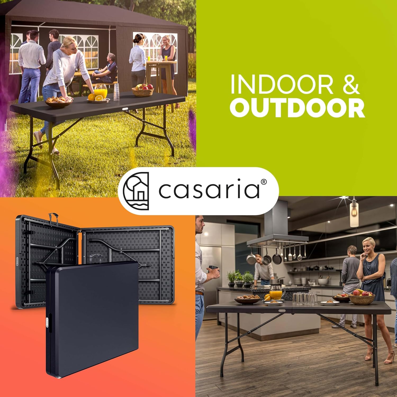 Casaria® Gartentisch 183x76cm Klappbar Wetterfest Tragbar Kunststoff 8 Personen Garten Terrasse Camping Balkontisch Klapptisch Buffettisch Anthrazit — Ansicht 4