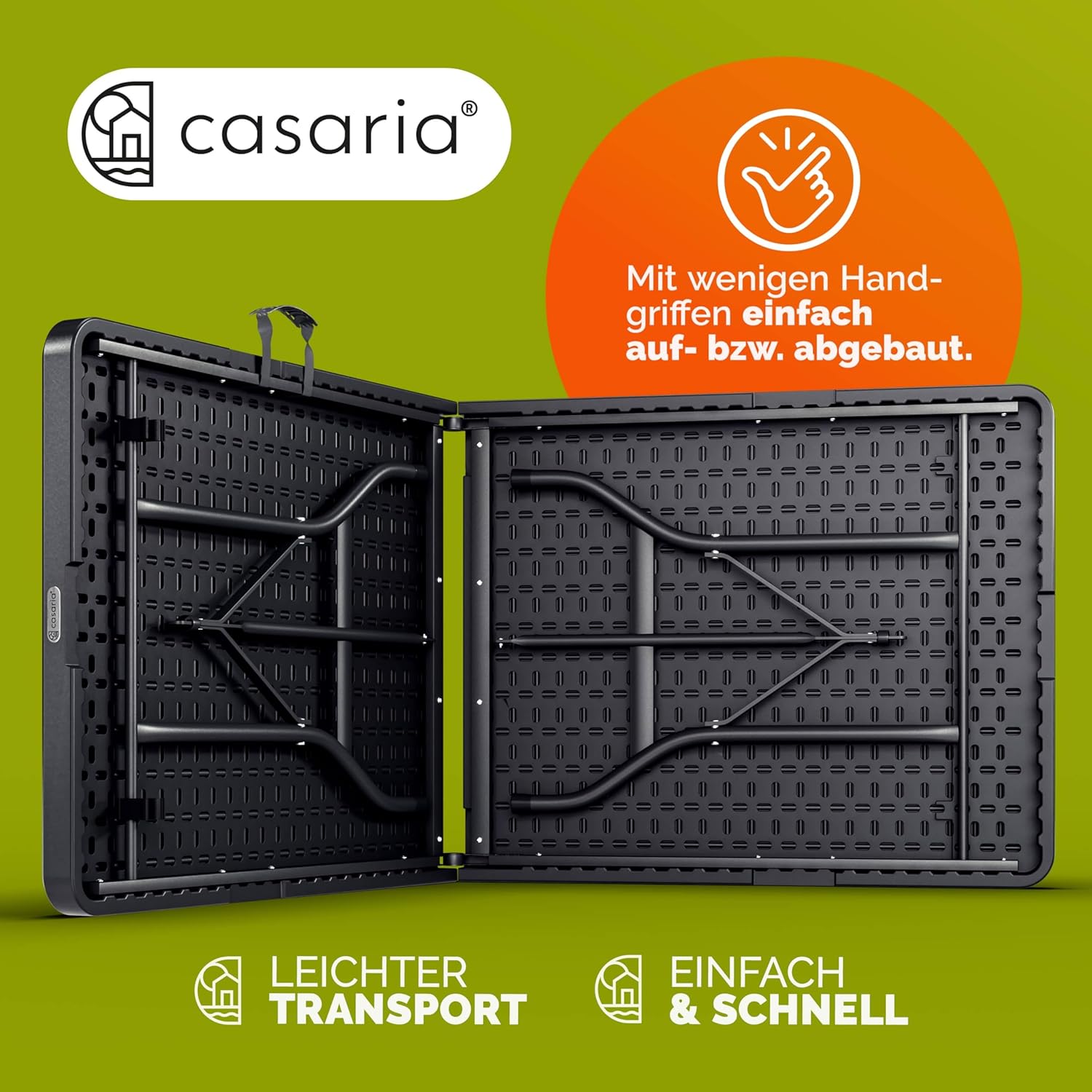 Casaria® Gartentisch 183x76cm Klappbar Wetterfest Tragbar Kunststoff 8 Personen Garten Terrasse Camping Balkontisch Klapptisch Buffettisch Anthrazit — Ansicht 6