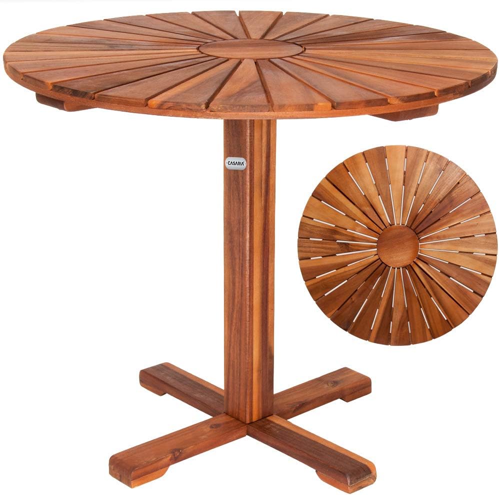 Casaria® Gartentisch Balkontisch Wetterfest Holz Rund ?70,5cm 80kg Belastbarkeit Balkon Garten Terrasse Tisch Terrassentisch Holztisch Akazie — Ansicht 4