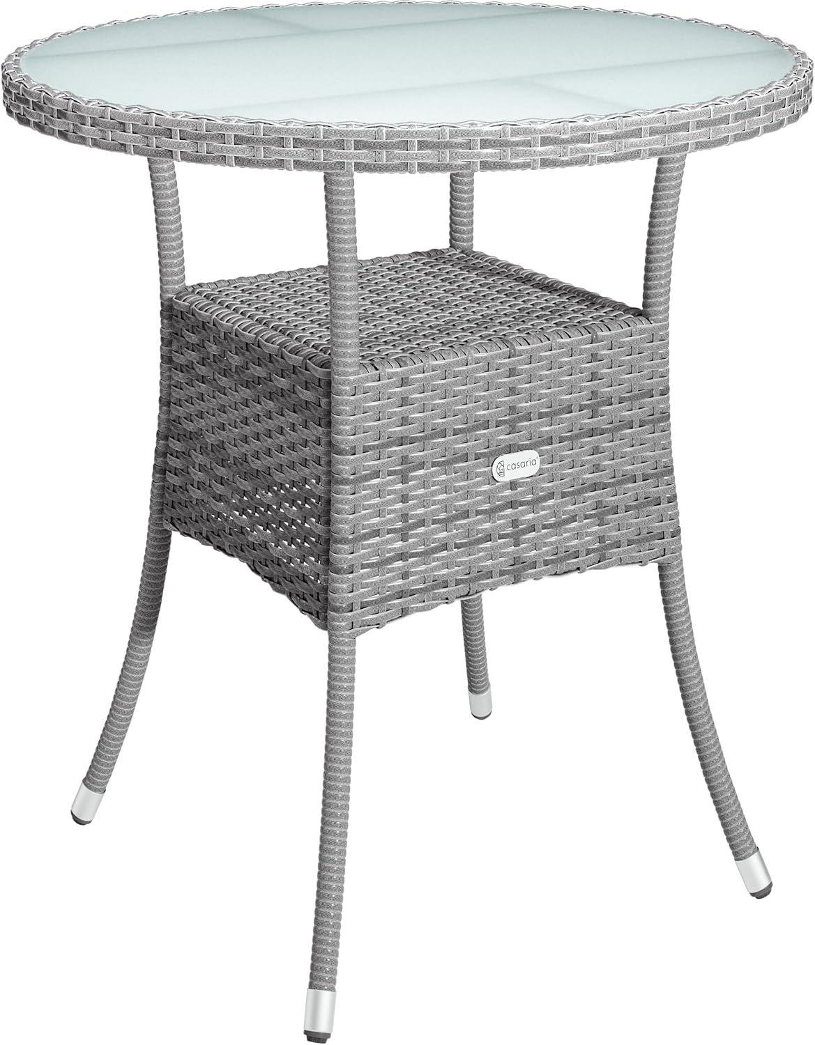 Casaria® Gartentisch Polyrattan Wetterfest Rund Klein 60cm Grau Glas Tischplatte 80kg Belastbar Outdoor Terrasse Balkon Bistro Tisch Beistelltisch — Ansicht 4