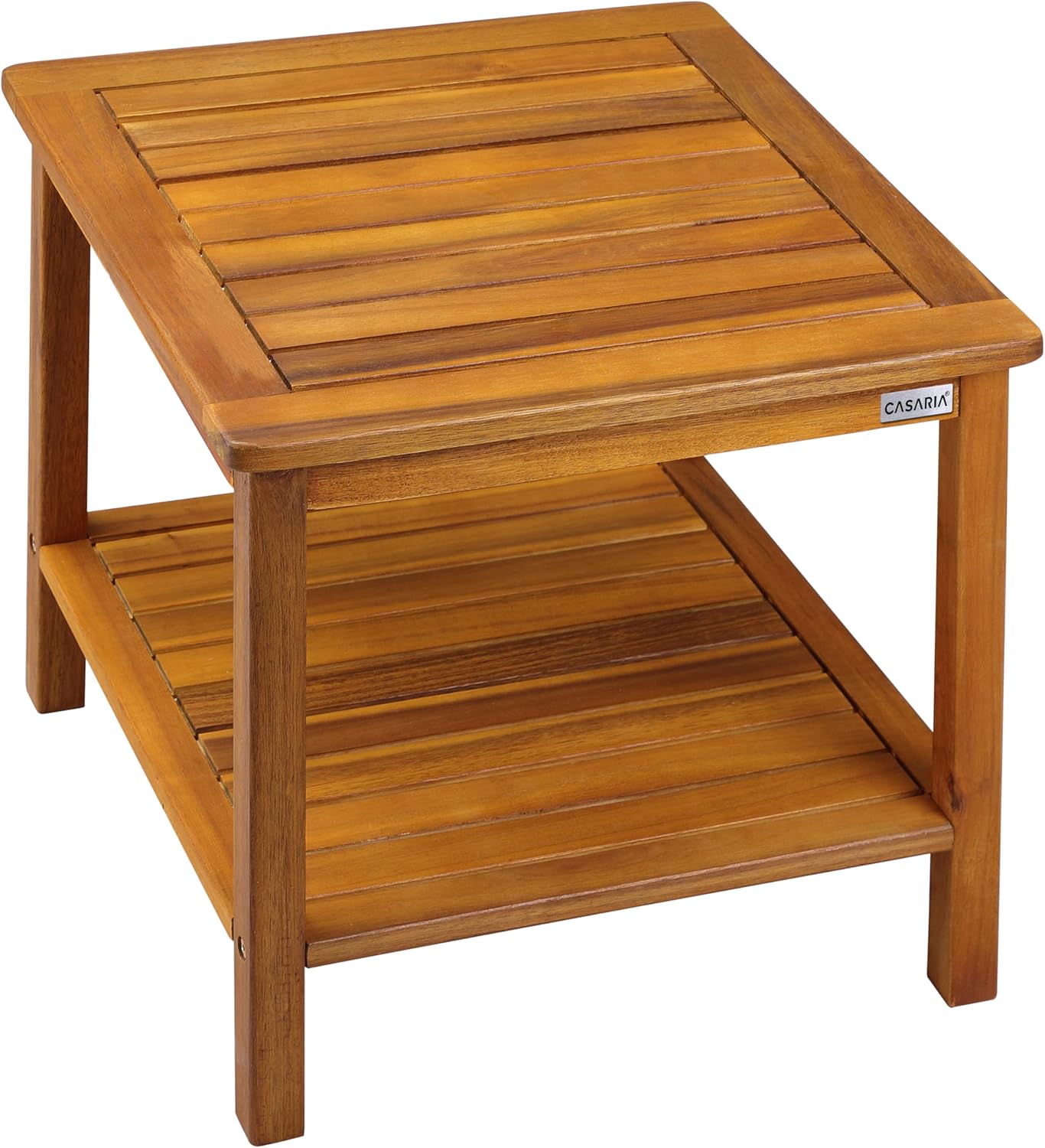 Casaria® Gartentisch Wetterfest Holz 2 Ablageflächen FSC®-Zertifiziert 80kg Belastbarkeit 45x45cm Balkon Garten Tisch Beistelltisch Gartenmöbel Akazie
