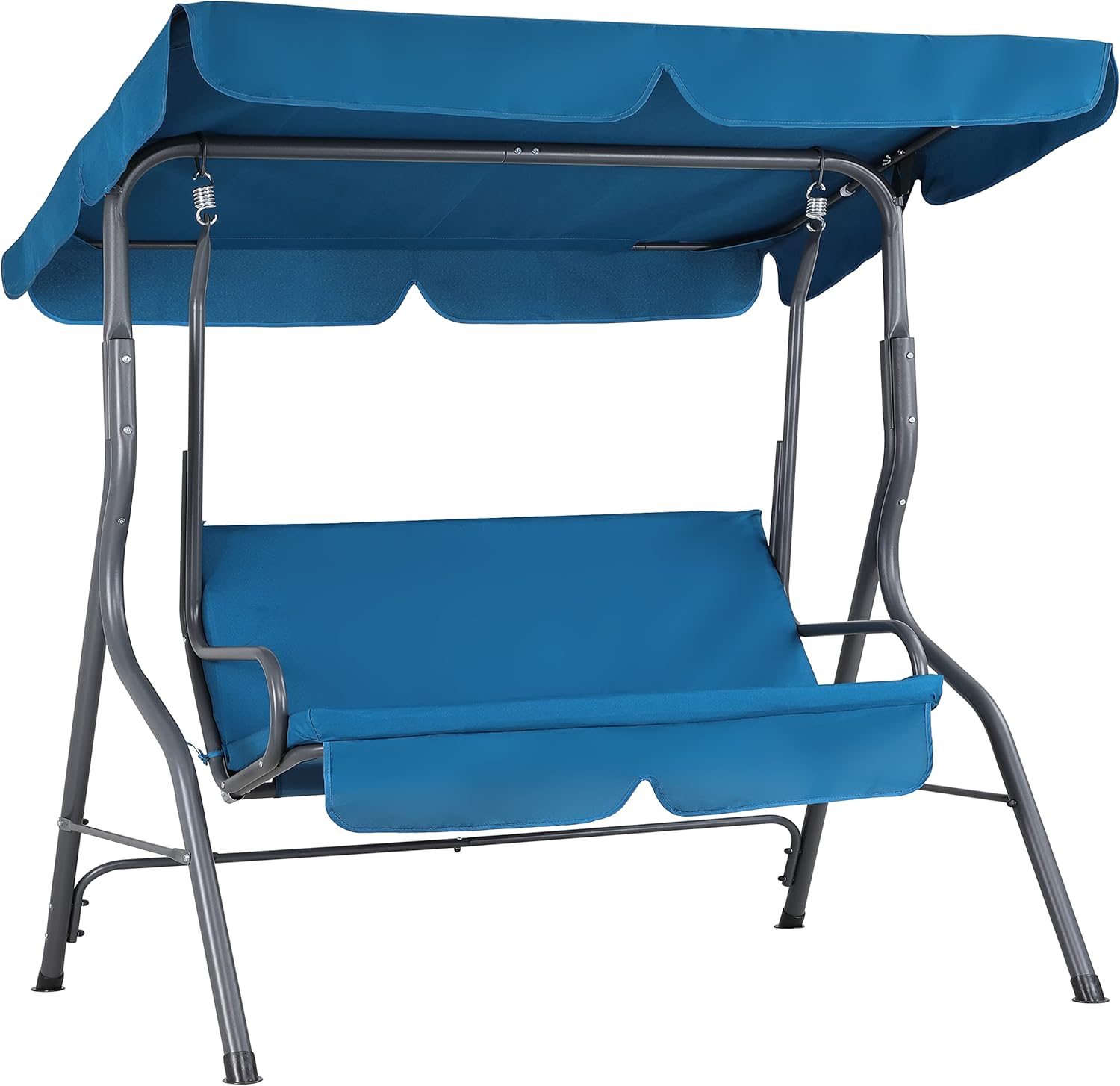 CASARIA® Hollywoodschaukel 2 Sitzer wetterfest Atlantik Blau 200kg Belastbarkeit Rückenlehne Dach Verstellbar Anti-Rutsch-Füße Garten Terrasse Gartenschaukel 140x112cm