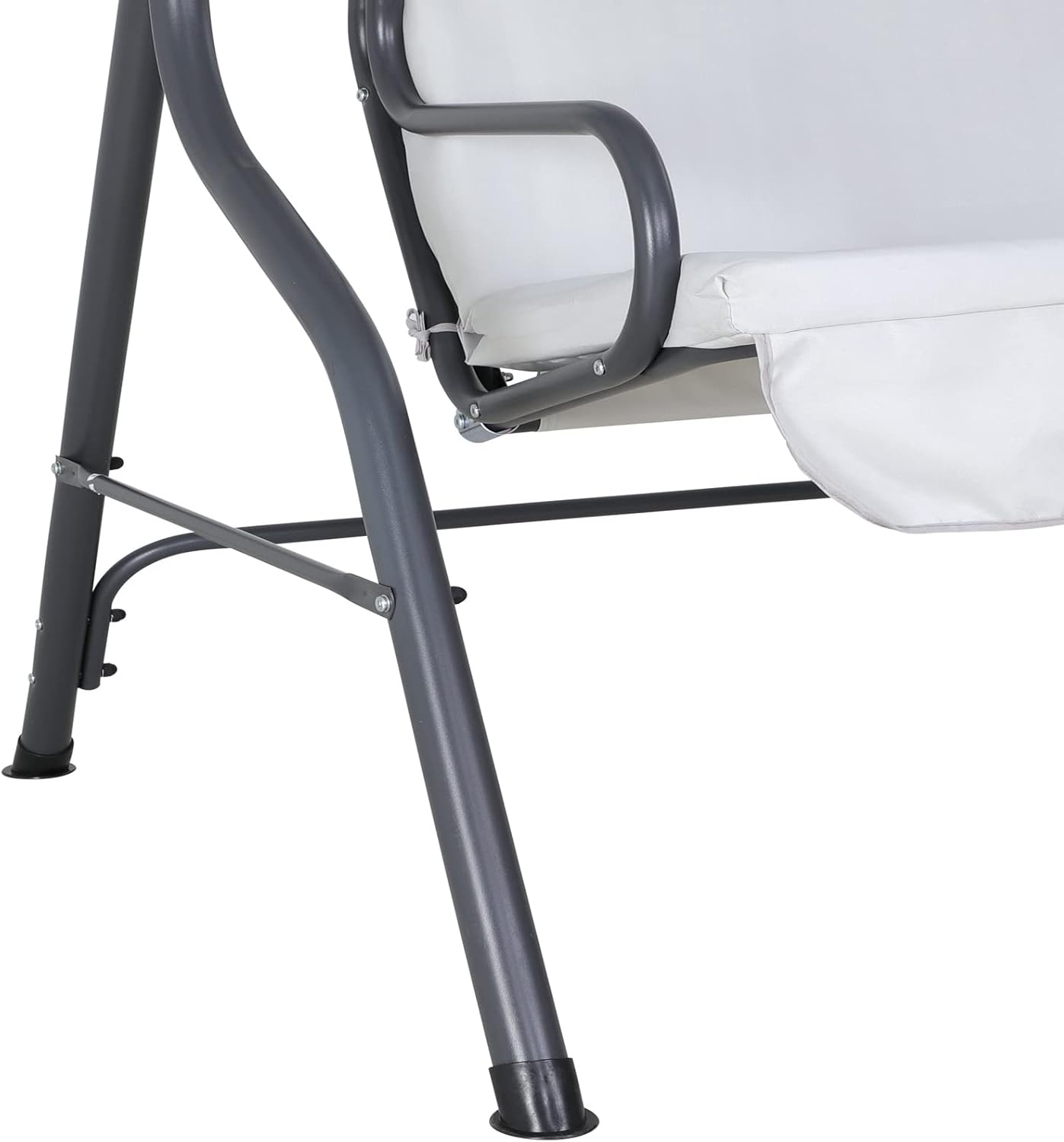 Casaria® Hollywoodschaukel 2 Sitzer Wetterfest Balkon 200kg Belastbar Gartenschaukel mit Dach Hellgrau Anti-Rutsch-Füße Garten Terrasse Schaukel 140cm Rückenlehne — Ansicht 6
