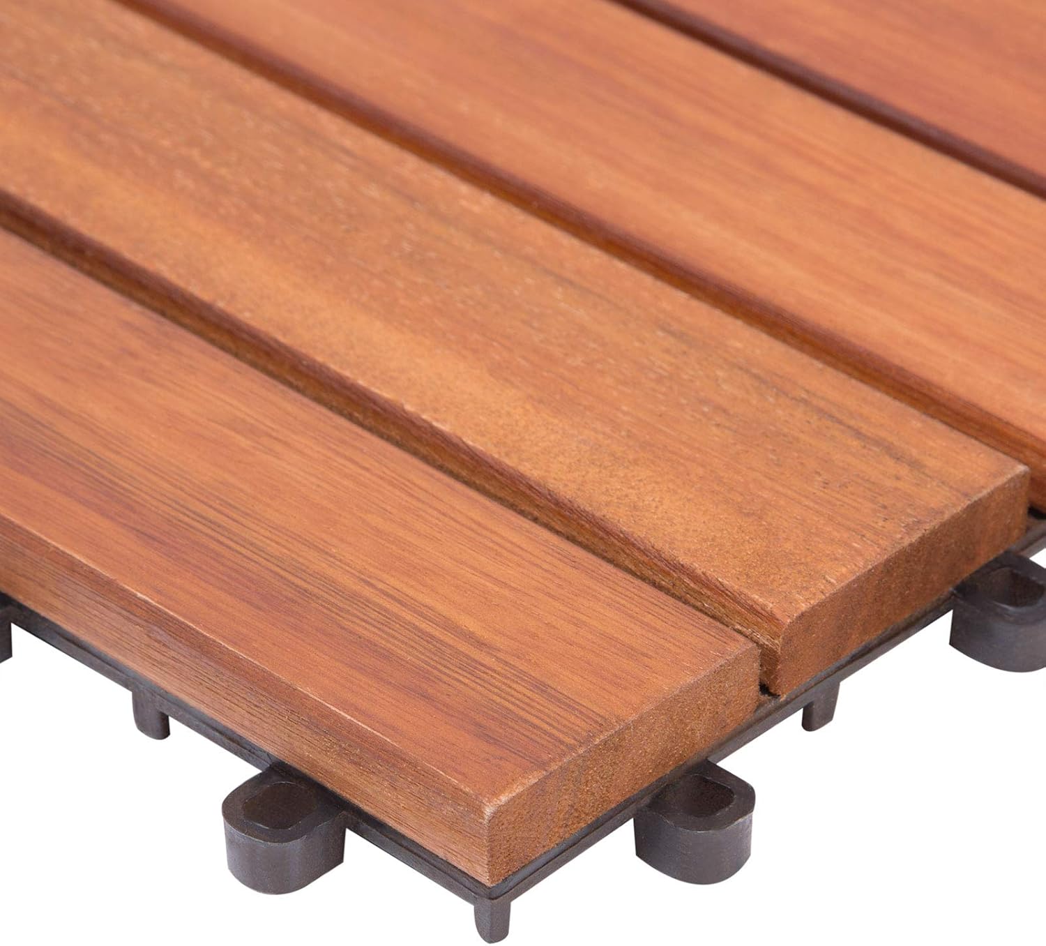 CASARIA® Holzfliesen FSC®-zertifiziertes Eukalyptusholz 5m2 Fliese 30x30cm Klicksystem zuschneidbar Terrassenfliese Außen — Ansicht 4