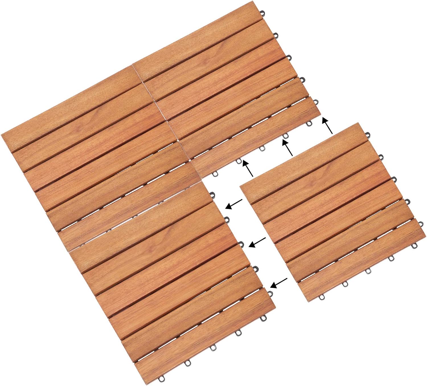 CASARIA® Holzfliesen FSC®-zertifiziertes Eukalyptusholz 5m2 Fliese 30x30cm Klicksystem zuschneidbar Terrassenfliese Außen — Ansicht 5