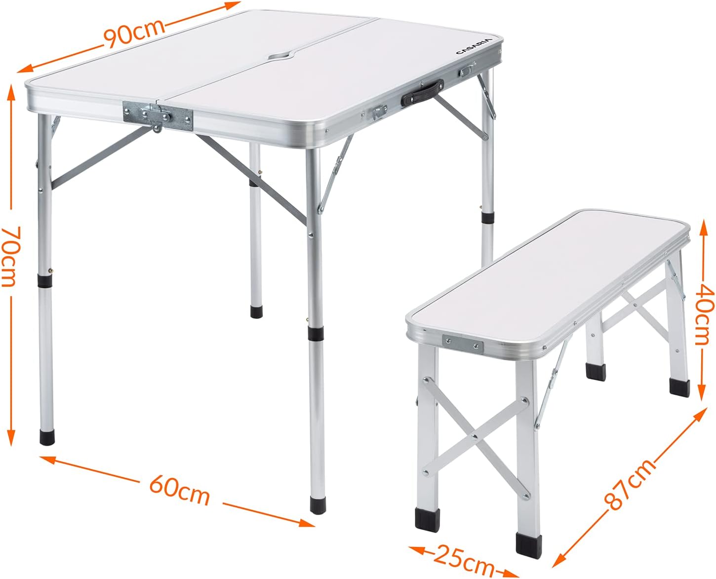 CASARIA® Klapptisch Wetterfest Höhenverstellbar Campingtisch mit Bänken Gartentisch Falttisch 120x60cm Klappbar leicht transportabel 4 Personen — Ansicht 2