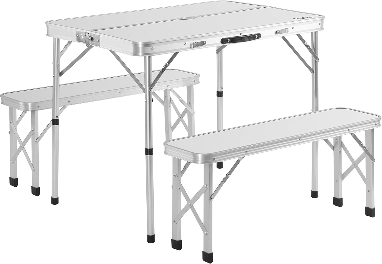 CASARIA® Klapptisch Wetterfest Höhenverstellbar Campingtisch mit Bänken Gartentisch Falttisch 120x60cm Klappbar leicht transportabel 4 Personen